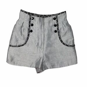 Twinkle by Wenlan High Waist Blue/Gray Shorts with Black Lace Trim